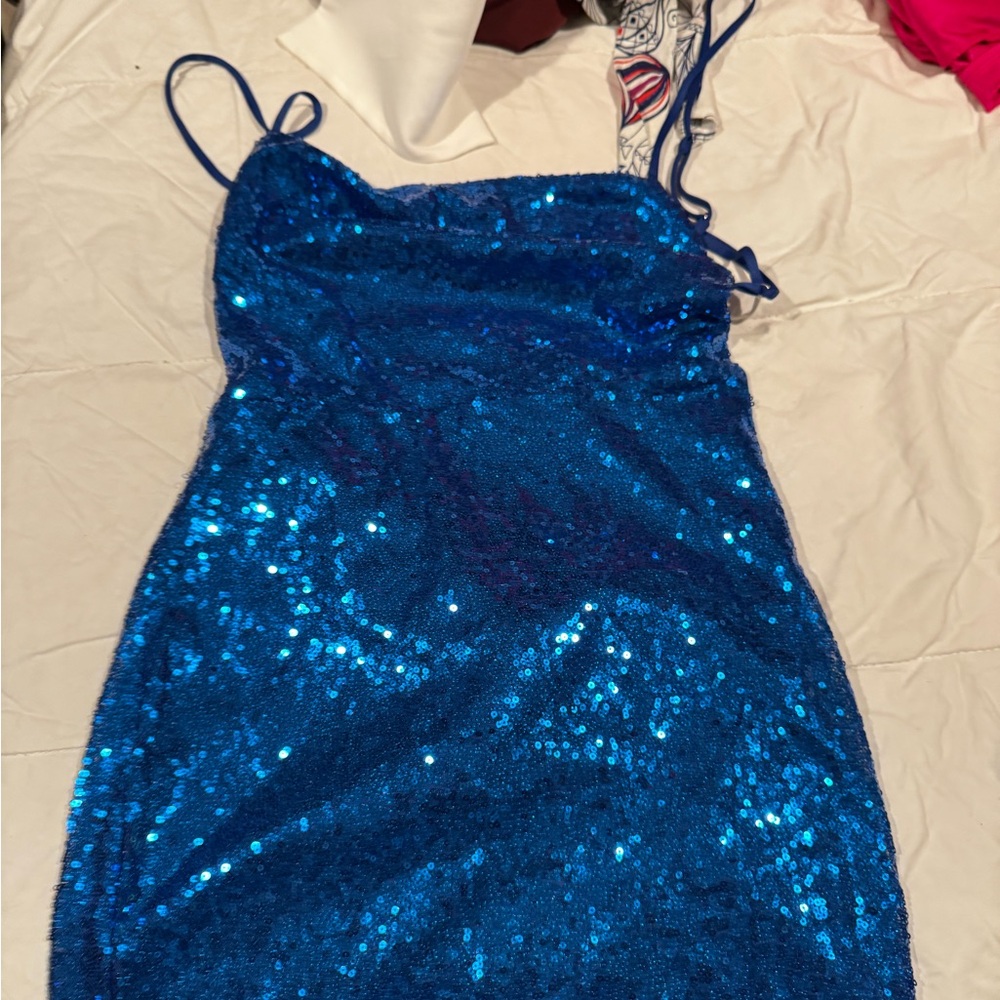 Lucy in the Sky Shimmering Sapphire Sequin Dress